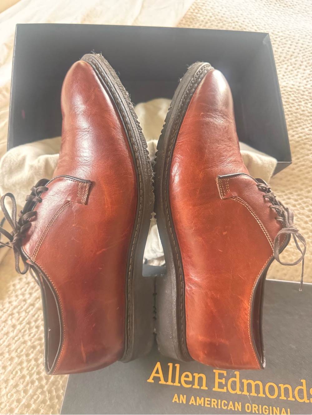 Allen Edmonds Badlands Derby 12 EEE Cognac Brown Leather Shoes USA Made - Picture 7 of 13